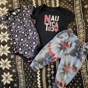 Nautica/Simple Joy Bodysuits & Garanimals Tye Dye Sweats 6-9mth